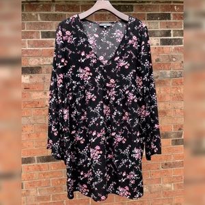 Black Floral Bell Sleeve Dress Size XL